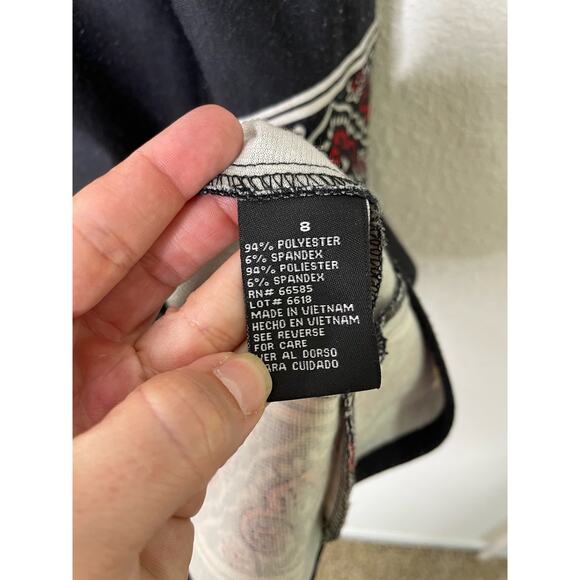 Perceptions New York Flare Long Sleeve Pattern Dress Knee Length Modest Dress - Picture 5 of 6